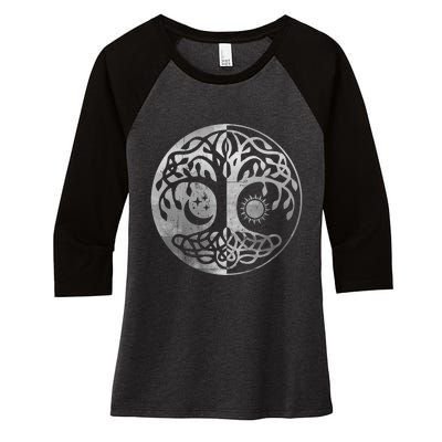 Tree Yggdrasil Of Life Viking Norway Runes Symbol Norse Rune Women's Tri-Blend 3/4-Sleeve Raglan Shirt