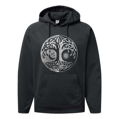 Tree Yggdrasil Of Life Viking Norway Runes Symbol Norse Rune  Performance Fleece Hoodie