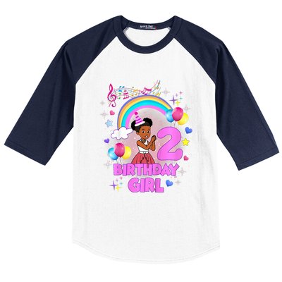 Two Year Old Birthday Girl Cute 2nd Birthday Corner Baseball Sleeve Shirt