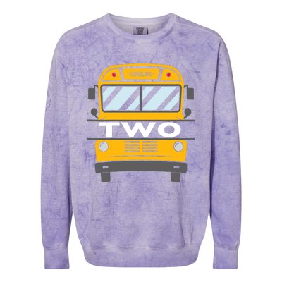 Two(2) Year Old 2nd Birthday School Bus Theme Party Colorblast Crewneck Sweatshirt