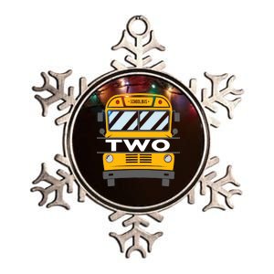 Two(2) Year Old 2nd Birthday School Bus Theme Party Metallic Star Ornament