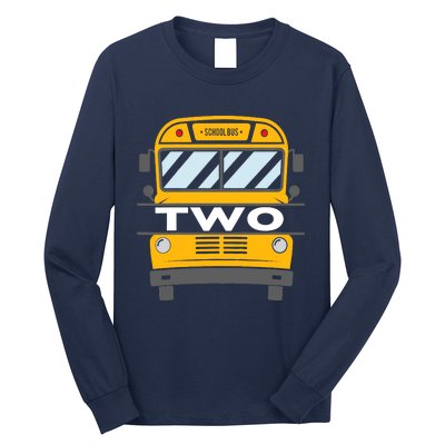 Two(2) Year Old 2nd Birthday School Bus Theme Party Long Sleeve Shirt