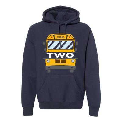 Two(2) Year Old 2nd Birthday School Bus Theme Party Premium Hoodie