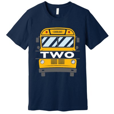 Two(2) Year Old 2nd Birthday School Bus Theme Party Premium T-Shirt