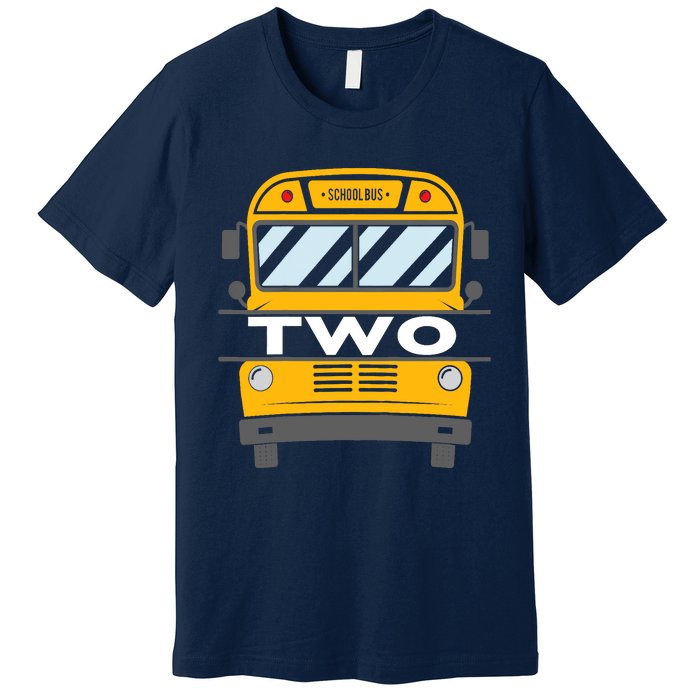 Two(2) Year Old 2nd Birthday School Bus Theme Party Premium T-Shirt