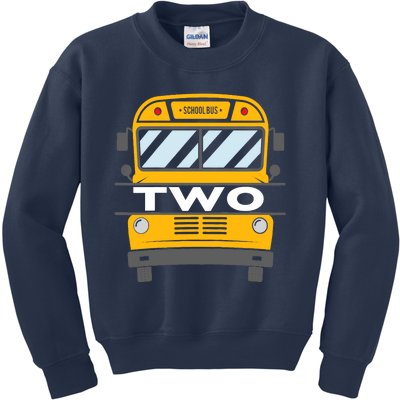 Two(2) Year Old 2nd Birthday School Bus Theme Party Kids Sweatshirt