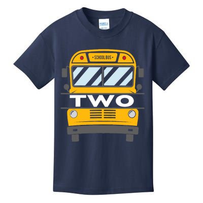 Two(2) Year Old 2nd Birthday School Bus Theme Party Kids T-Shirt