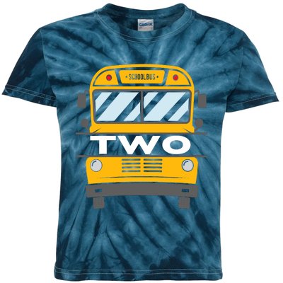 Two(2) Year Old 2nd Birthday School Bus Theme Party Kids Tie-Dye T-Shirt