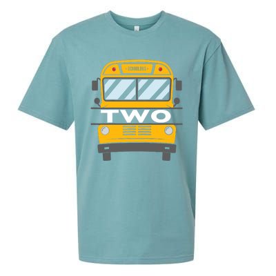 Two(2) Year Old 2nd Birthday School Bus Theme Party Sueded Cloud Jersey T-Shirt