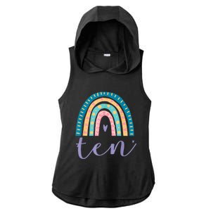 Ten Year Old Rainbow 10th Birthday Gifts For Girls 10 Bday Ladies PosiCharge Tri-Blend Wicking Draft Hoodie Tank