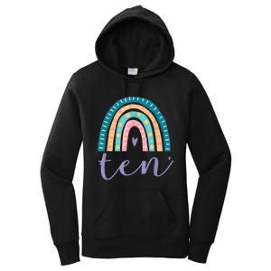 Ten Year Old Rainbow 10th Birthday Gifts For Girls 10 Bday Women's Pullover Hoodie