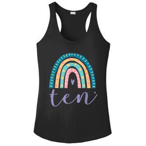 Ten Year Old Rainbow 10th Birthday Gifts For Girls 10 Bday Ladies PosiCharge Competitor Racerback Tank