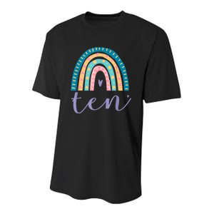 Ten Year Old Rainbow 10th Birthday Gifts For Girls 10 Bday Youth Performance Sprint T-Shirt