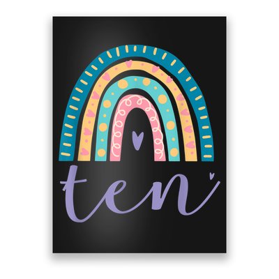 Ten Year Old Rainbow 10th Birthday Gifts For Girls 10 Bday Poster