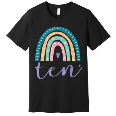 Ten Year Old Rainbow 10th Birthday Gifts For Girls 10 Bday Premium T-Shirt