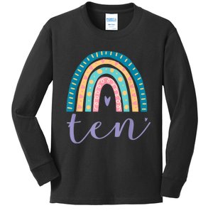 Ten Year Old Rainbow 10th Birthday Gifts For Girls 10 Bday Kids Long Sleeve Shirt