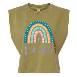 Ten Year Old Rainbow 10th Birthday Gifts For Girls 10 Bday Garment-Dyed Women's Muscle Tee