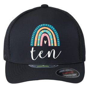 Ten Year Old Rainbow 10th Birthday Gifts For Girls 10 Bday Flexfit Unipanel Trucker Cap