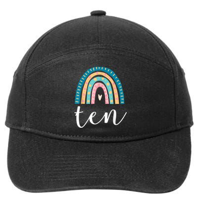 Ten Year Old Rainbow 10th Birthday Gifts For Girls 10 Bday 7-Panel Snapback Hat