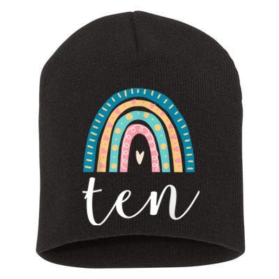 Ten Year Old Rainbow 10th Birthday Gifts For Girls 10 Bday Short Acrylic Beanie