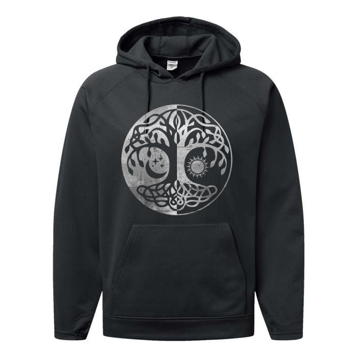 Tree Yggdrasil Of Life Viking Norway Runes Symbol Norse Rune Performance Fleece Hoodie