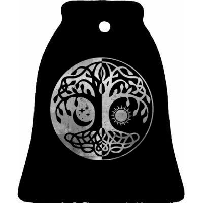 Tree Yggdrasil Of Life Viking Norway Runes Symbol Norse Rune Ceramic Bell Ornament