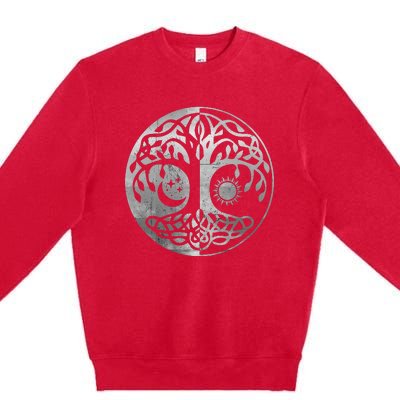 Tree Yggdrasil Of Life Viking Norway Runes Symbol Norse Rune Premium Crewneck Sweatshirt