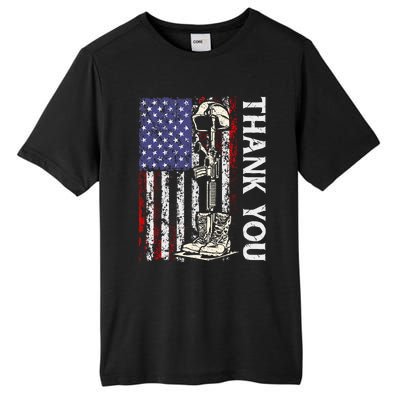 Thank You Patriotic Memorial Day 4th Of July US Flag Tall Fusion ChromaSoft Performance T-Shirt