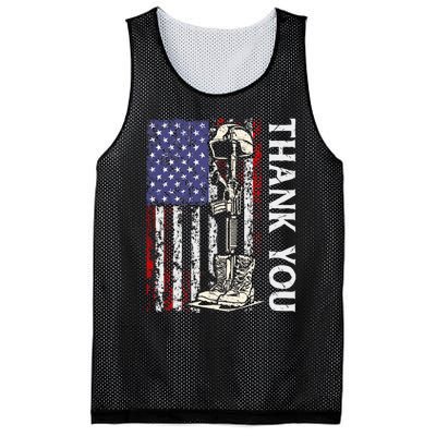 Thank You Patriotic Memorial Day 4th Of July US Flag Mesh Reversible Basketball Jersey Tank