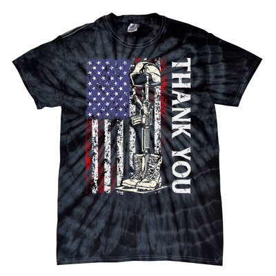 Thank You Patriotic Memorial Day 4th Of July US Flag Tie-Dye T-Shirt