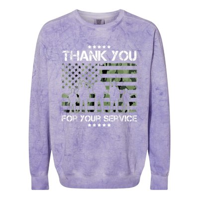 Thank You Patriotic Veteran Memorial Day USA Camouflage Colorblast Crewneck Sweatshirt