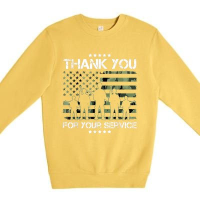 Thank You Patriotic Veteran Memorial Day USA Camouflage Premium Crewneck Sweatshirt