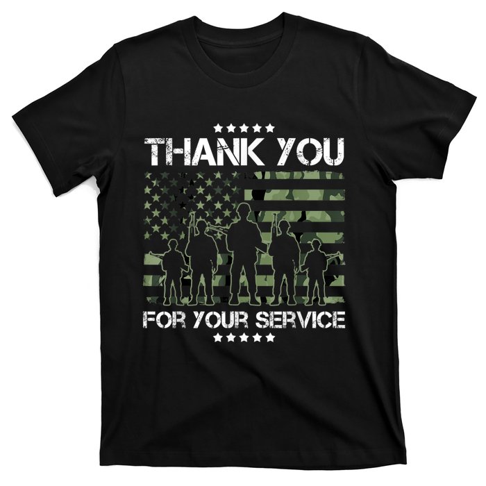 Thank You Patriotic Veteran Memorial Day USA Camouflage T-Shirt