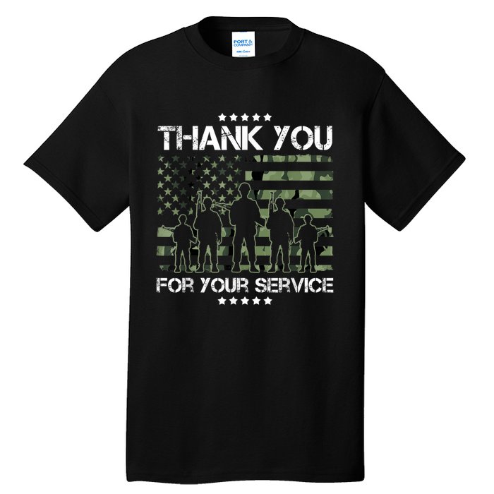 Thank You Patriotic Veteran Memorial Day USA Camouflage Tall T-Shirt