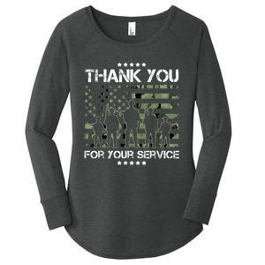 Thank You Patriotic Veteran Memorial Day USA Camouflage Women's Perfect Tri Tunic Long Sleeve Shirt