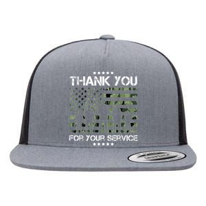 Thank You Patriotic Veteran Memorial Day USA Camouflage Flat Bill Trucker Hat