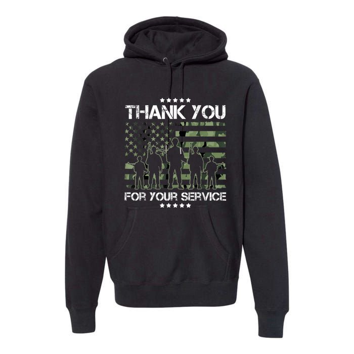 Thank You Patriotic Veteran Memorial Day USA Camouflage Premium Hoodie