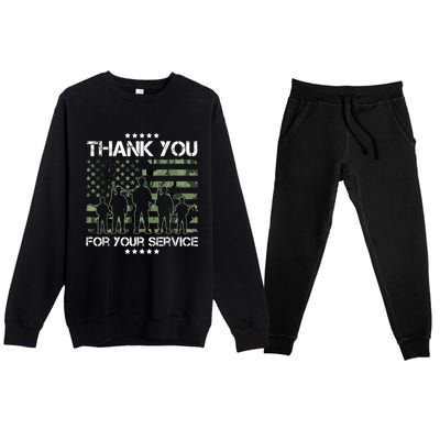 Thank You Patriotic Veteran Memorial Day USA Camouflage Premium Crewneck Sweatsuit Set