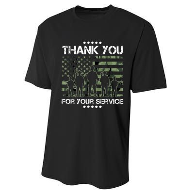 Thank You Patriotic Veteran Memorial Day USA Camouflage Performance Sprint T-Shirt