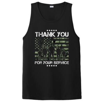 Thank You Patriotic Veteran Memorial Day USA Camouflage PosiCharge Competitor Tank