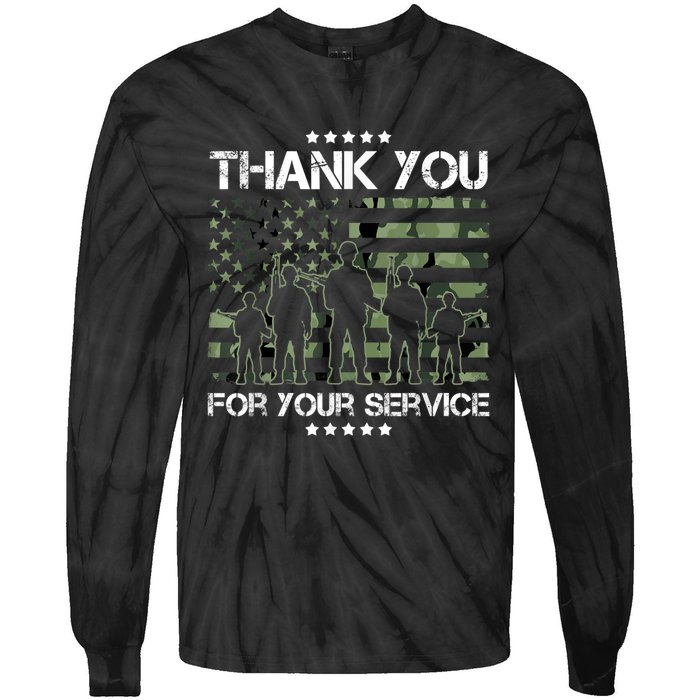 Thank You Patriotic Veteran Memorial Day USA Camouflage Tie-Dye Long Sleeve Shirt