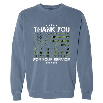 Thank You Patriotic Veteran Memorial Day USA Camouflage Garment-Dyed Sweatshirt