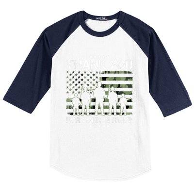 Thank You Patriotic Veteran Memorial Day USA Camouflage Baseball Sleeve Shirt