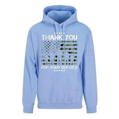 Thank You Patriotic Veteran Memorial Day USA Camouflage Unisex Surf Hoodie