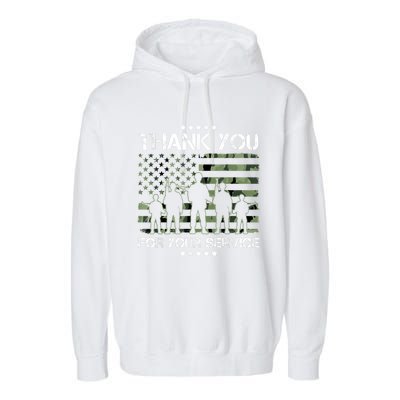 Thank You Patriotic Veteran Memorial Day USA Camouflage Garment-Dyed Fleece Hoodie