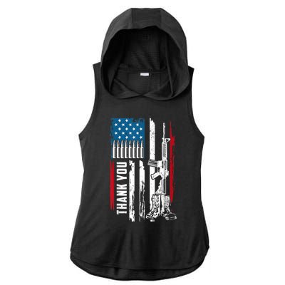 Thank You Patriotic Men Memorial Day 4th Of July US Flag Ladies PosiCharge Tri-Blend Wicking Draft Hoodie Tank