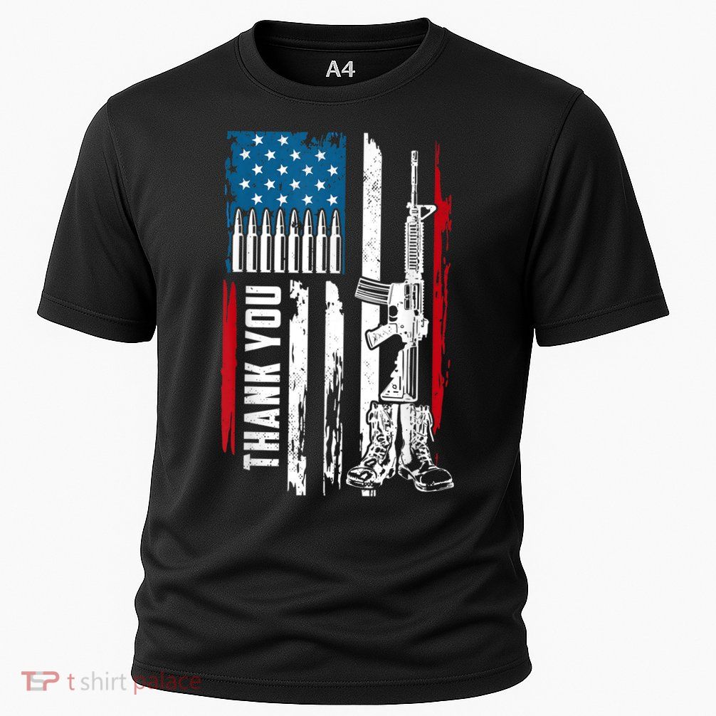 Thank You Patriotic Men Memorial Day 4th Of July US Flag Performance Shirt