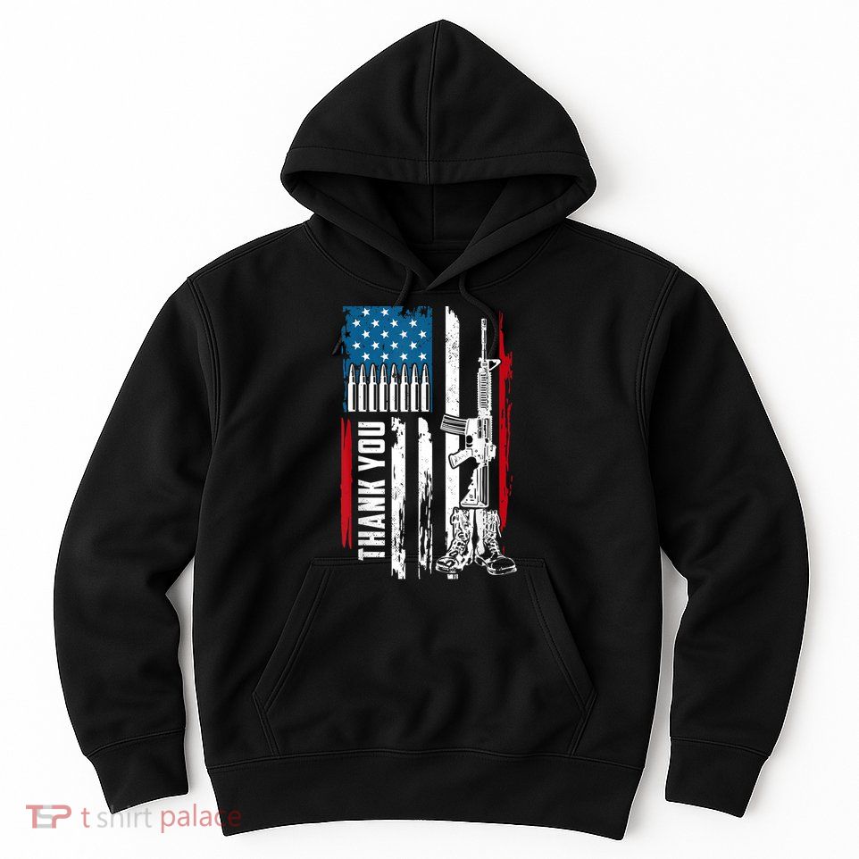 Thank You Patriotic Men Memorial Day 4th Of July US Flag Hoodie