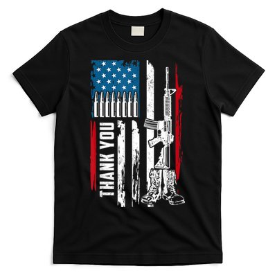 Thank You Patriotic Men Memorial Day 4th Of July US Flag T-Shirt