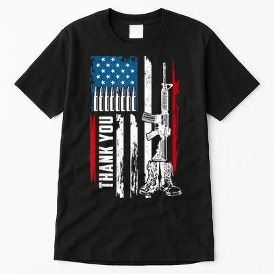 Thank You Patriotic Men Memorial Day 4th Of July US Flag Tall T-Shirt